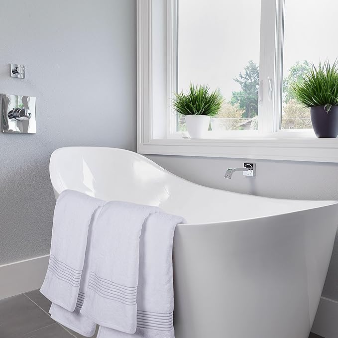 Utopia Towels Luxurious Bath Towels Set, 27 x 54 Inches 100% Ring Spun Cotton, 12 Pack White