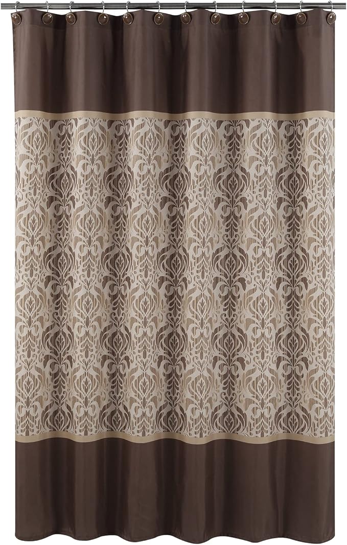 Sterling Brown Decorative Shower Curtain Hooks,Chocolate Roller Ring Balls Designed Hooks for Bathroom Curtains,Set of 12