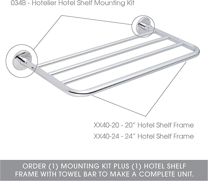 Ginger XX40-20/PC Hotel Shelf, 20" Frame, Polished Chrome