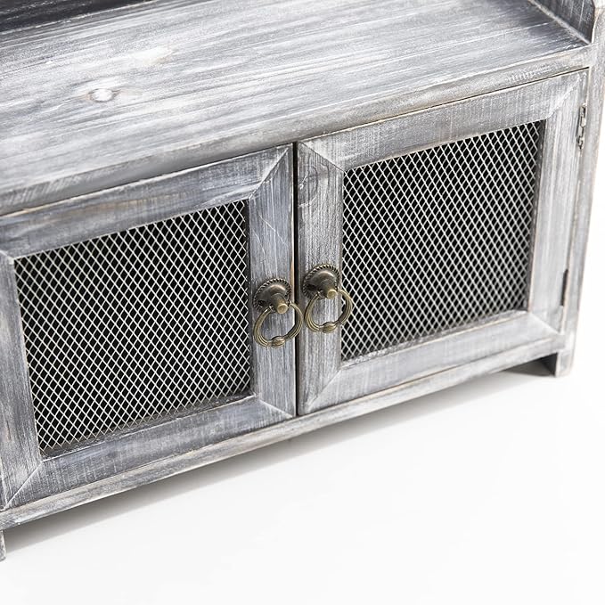 COLLECTIVE HOME - Storage Cabinet, Mini Countertop Cabinet, Wood Organizer for Kitchen Living Room Bedroom Bathroom Office with Magnetic Door, 14.5 x 6.5 x 10 (Gray)