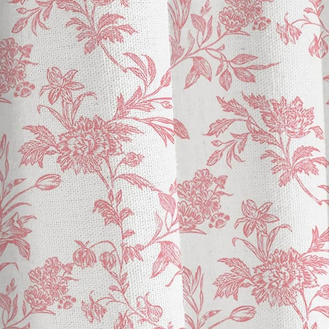 Pink Shower Curtain Floral Cotton Cottagecore Shower Curtain for Bathroom 72" W x 72" L