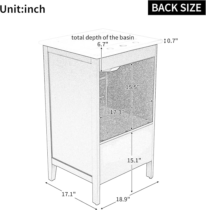 Virubi 20 in Small Bathroom Vanity with Sink,Solid Wood Modern Single Bathroom Sink Cabinet with Soft Closing Door and Drawer,Freestanding White