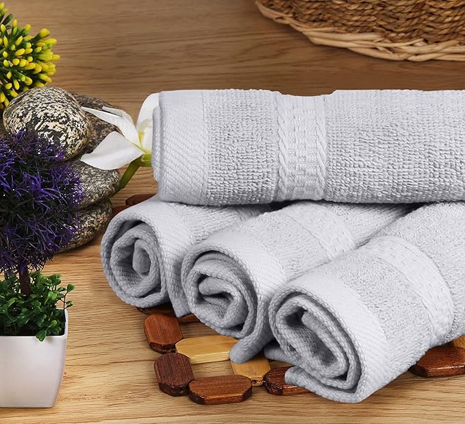 Utopia Towels 8 Piece Luxury Towel Set – Majestic Plush, Super Absorbent & Quicker-to-Dry, Thick 100% Ring Spun Cotton Towels for Bathroom, Spa & Hotel – 2 Bath, 2 Hand, 4 Washcloths, Silver