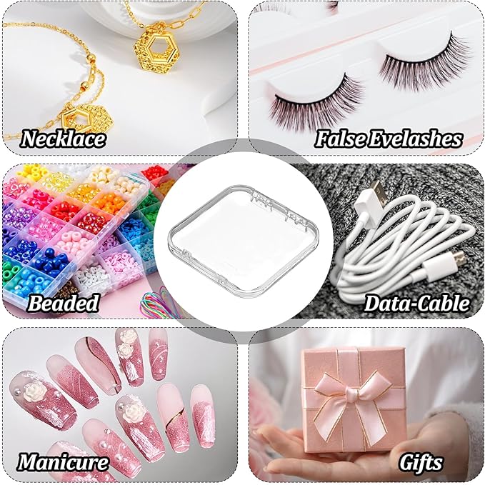 6pcs Press on Nail Storage Box with 1 Sheet Adhesive Double Sided Tape Acrylic Nail Display Box for Fake Nail Storage Cases Nail Display Nail Salon Supplies Nail Art