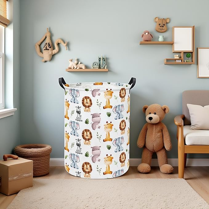 Baby Laundry Hamper kids laundry Basket Waterproof Storage Bin for Bedroom Toy Clothes Organizer Basket Woodland Animals Room D??cor(Cute Animals)