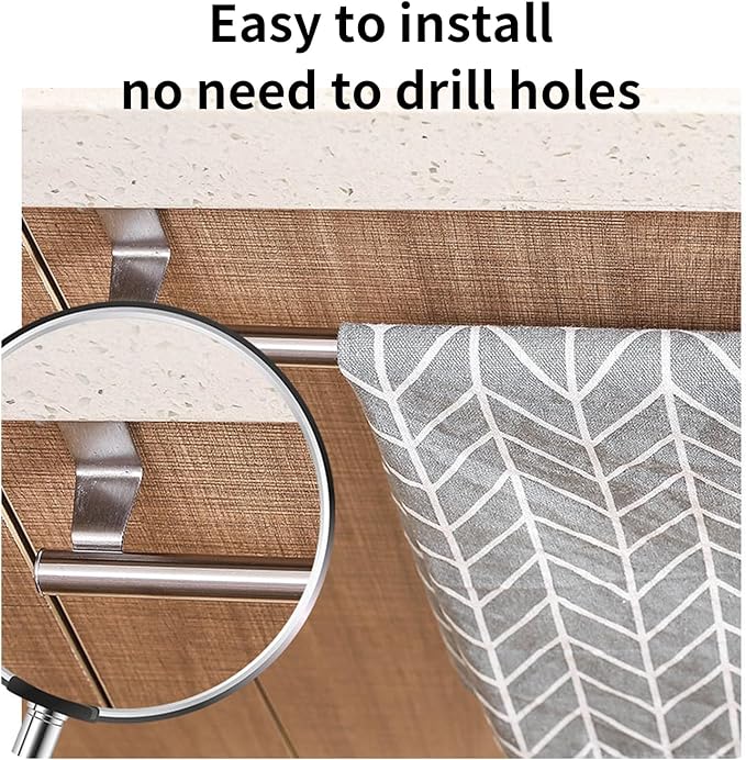2 Pack Over The Door Towel Rack, Towel Rack for Cabinet, Over Cabinet Towel Holder, Stainless Steel Dual-Side Rack with EVA Pads, No-Tool Mount for Doors ≤0.83" Thick (9.4"/14.2", Brushed Nickel)