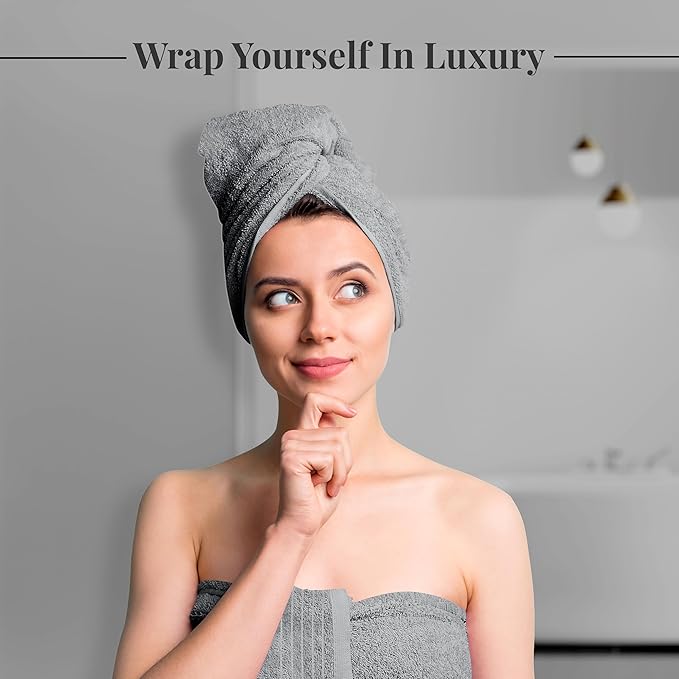 Tens Towels Pack of 8 Towels Set, 2 Extra Large Bath, 2 Hand, 4 Washcloths, 100% Cotton, Lighter Weight, Quicker to Dry, Super Absorbent, Perfect for Bathroom, Cool Grey