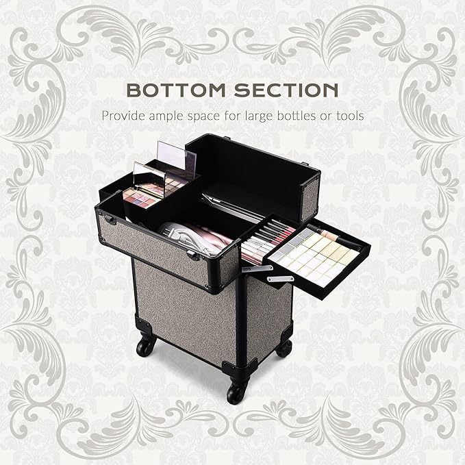 BYOOTIQUE 2-Piece Makeup Train Case Cosmetic Organizer Kit Rococo GainsBoro