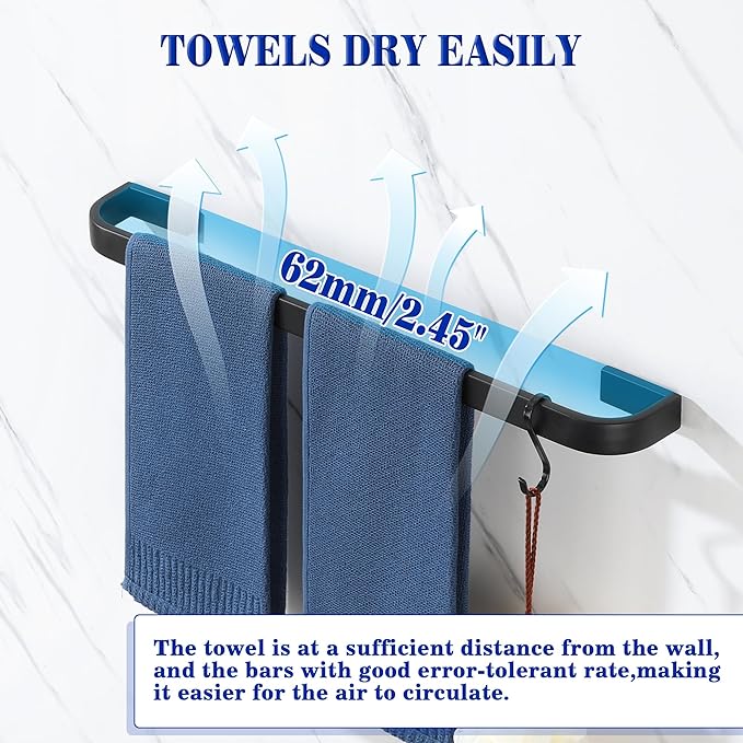 Alise Towel Bar for Bathroom,Black Towel Holder 24'' Towel Racks for Bathroom Wall Mount,SUS304 Stainless Steel Towel Rail Towel Hanger for Walls