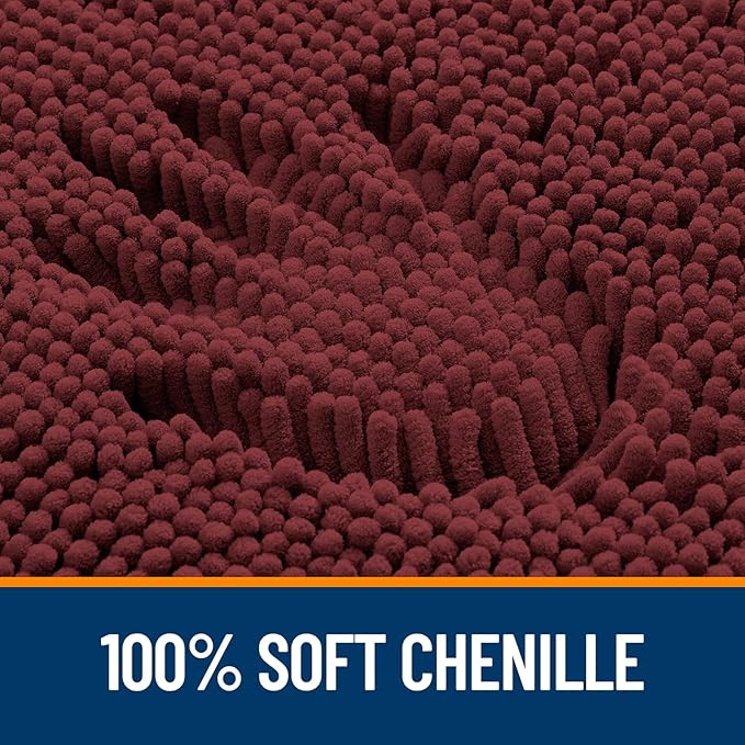 OLANLY Bathroom Rugs 47x17, Extra Soft Absorbent Chenille Bath Rugs, Rubber Backing Quick Dry, Machine Washable Bath Mats for Bathroom Floor, Tub and Shower, Home Decor Accessories, Andorra Red-Brown