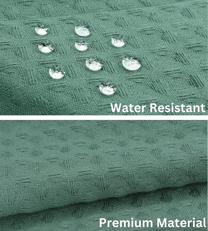 PurpleEssenecs Shower Curtain - Waffle Textured Heavy Duty Thick Fabric for Bathroom, Luxury Weighted Cloth Bath Curtain - Spring Easter Summer - 72" W x 72" L - Pack of 1 - Sage Green