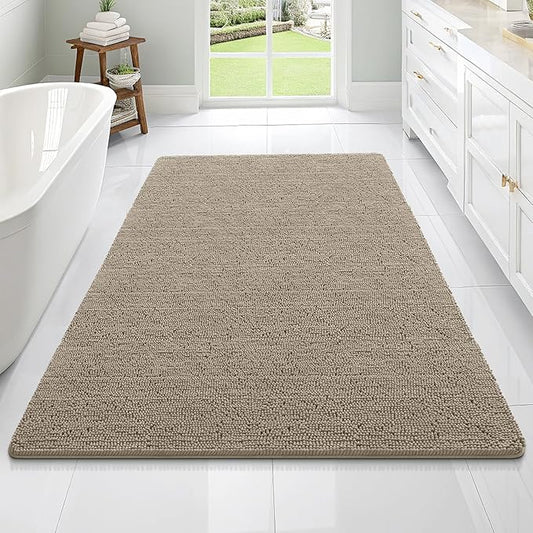 OLANLY Bathroom Rugs 70x46, Extra Soft Absorbent Chenille Bath Rugs, Rubber Backing Quick Dry, Machine Washable Bath Mats for Bathroom Floor, Tub and Shower, Home Decor Accessories, Warm Taupe
