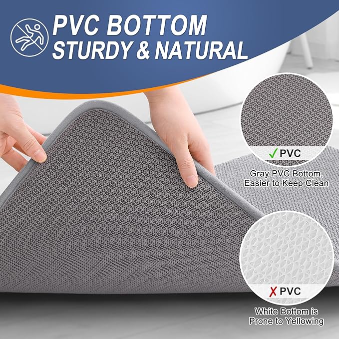 OLANLY Thick Memory Foam Bath Mat Rug 44x32, Extra Soft Absorbent Bathroom Rug, Quick Dry Bath Mats, Non-Slip, Machine Washable Carpet for Bathroom, Tub and Shower, Home Decor Accessories, Grey