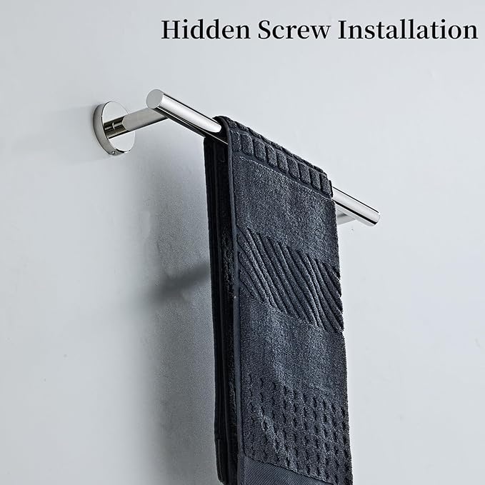 Bathroom Towel Bar, 12-Inch Towel Rack for Bathroom Wall Mounted, Chrome Thicken SUS304 Stainless Steel Towel Rod Modern Home Decor (Total Length 14-Inch)