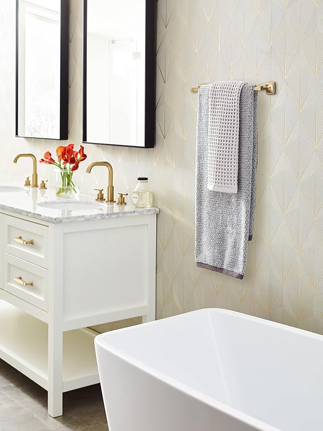 Amerock BH36093CZ | Champagne Bronze Towel Bar | 18 in (457 mm) Towel Rack | Stature | Bathroom Towel Holder | Bathroom Hardware | Bath Accessories