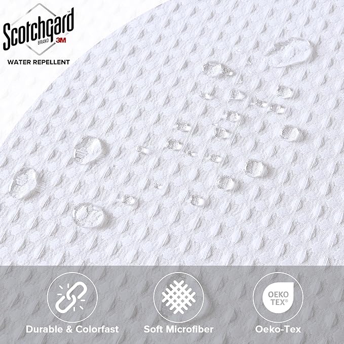 Madison Park Shower Curtain Waffle Weave, Vibrant Dyed, Waffle Shower Curtain 3M Scotchgard Moisture Management, Farmhouse Wide Shower Curtains for Bathroom, Extra Width: 108"x72" White
