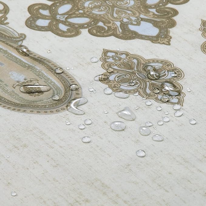 Hudson Taupe Waterproof Polyester Tan Fabric Yellow Paisley Printed Ivory Stall Shower Curtain,Beige Decorative Khaki Classic Bathroom Curtains,Small 62" W x 72" L