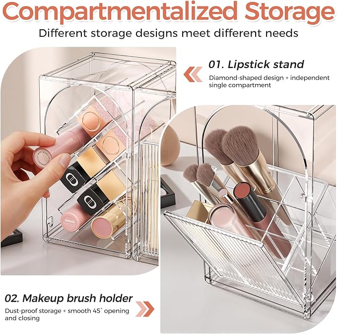 Modular Makeup Organizer, Clear Acrylic Cosmetic Storage Box with Drawer, Vanity Countertop Organizer for Makeup, Skincare and Beauty Accessories – Multiple Styles