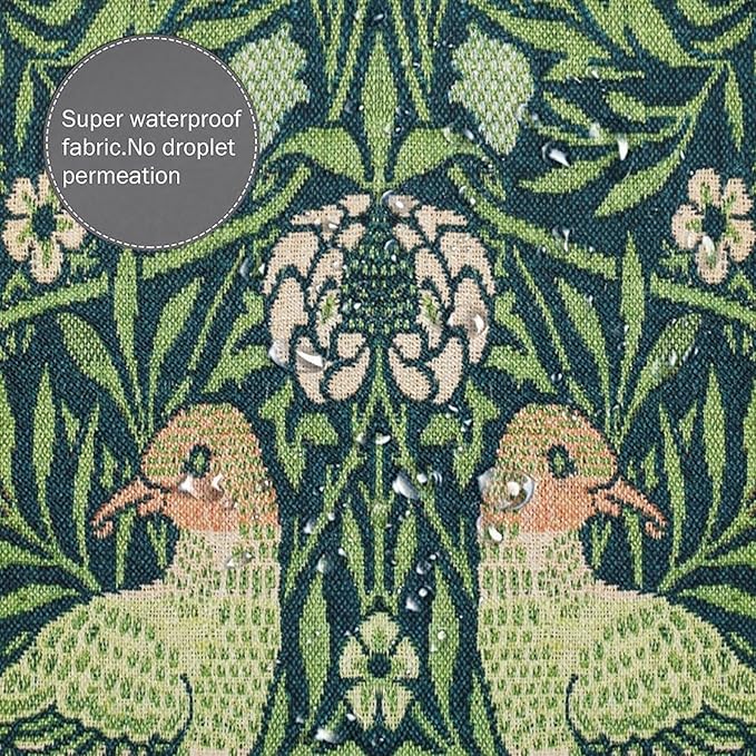 Boho Bird Shower Curtain William Morris Art Print Retro Bird Plant Natural Flower Pattern Print Shower Curtains 72""×84"" Inch, Style-6