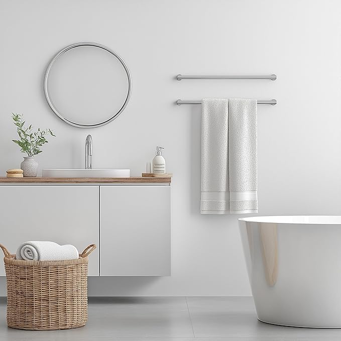 SEIDO 24" Brushed Nickel Towel Bar for Bathroom Wall, Kitchen Towel Holder w/No-Assembly Design, SUS 304 Stainless Steel Towel Rack Rod with 21" Hanging Length, Heave Duty, Complete Mounting Kit