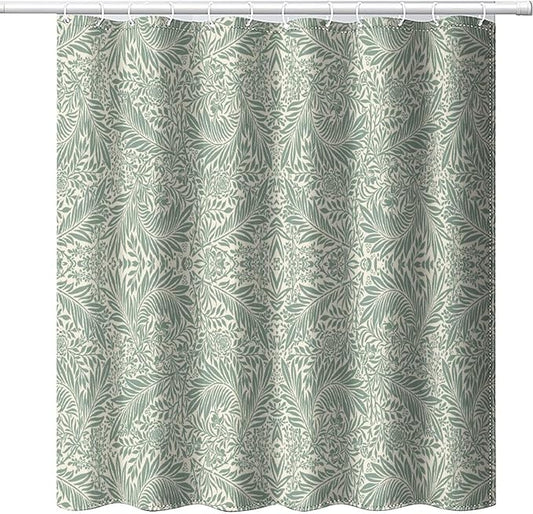Vintage Botanical Shower Curtain William Morris Designs Green Jungle Fruit Print Shower Curtain Set Polyester Interior Waterproof Shower Curtain with 12 Hooks 72x78 Inches(183x200cm)