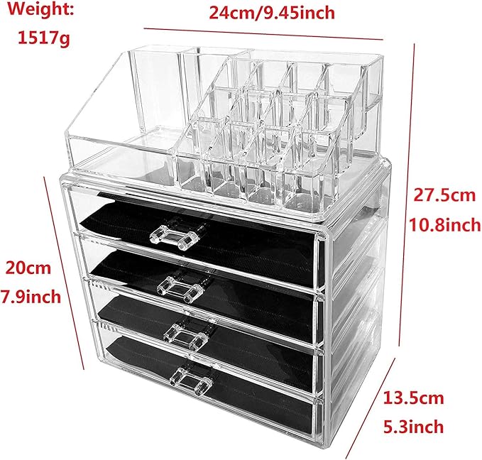 Kamay's 9 Compartments Small Multifunction Transparent Acrylic Desktop Cosmetic Display Stand Case For Lipstick Makeup Brush Nail polish …
