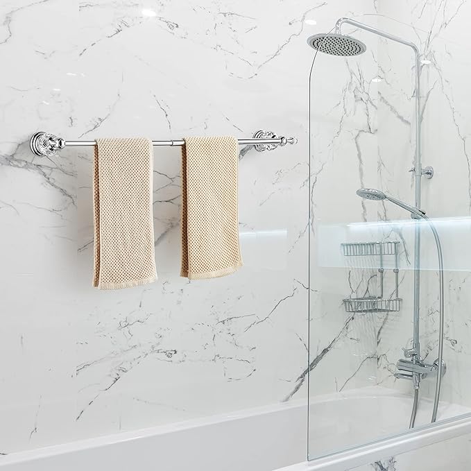 BATHSIR Crystal Towel Bar 24 Inch, Chrome Bathroom Towel Rack, Hand Towel Holder Wall Mounted