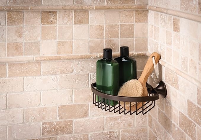Moen YB5275OWB Wynford Corner Shower Basket for Bathroom Storage, Old World Bronze