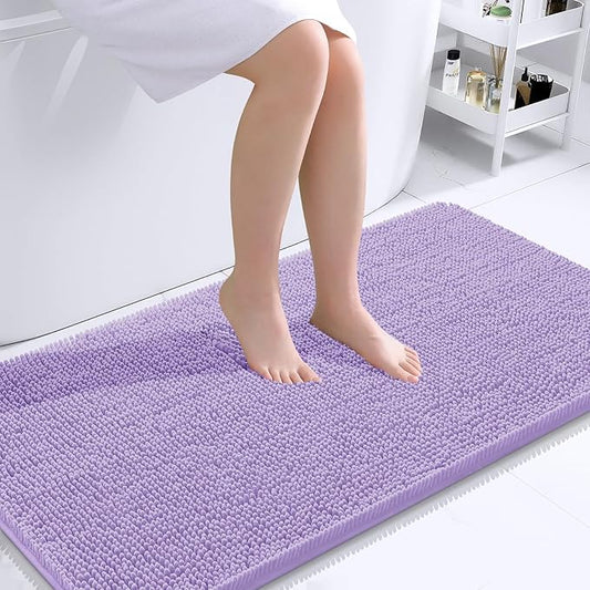 OLANLY Bathroom Rugs 40x24, Extra Soft Absorbent Chenille Bath Rugs, Rubber Backing Quick Dry, Machine Washable Bath Mats for Bathroom Floor, Tub and Shower, Home Decor Accessories, Lavender