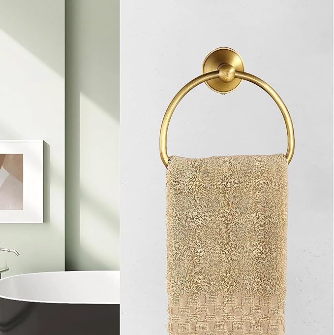 Brass Towel Ring,Antique Hand Towel Holder,Bathroom Antique Brass Hanger Towel Holder for Bathroom Wall Mounted Rustic Bath Accessories Half Round