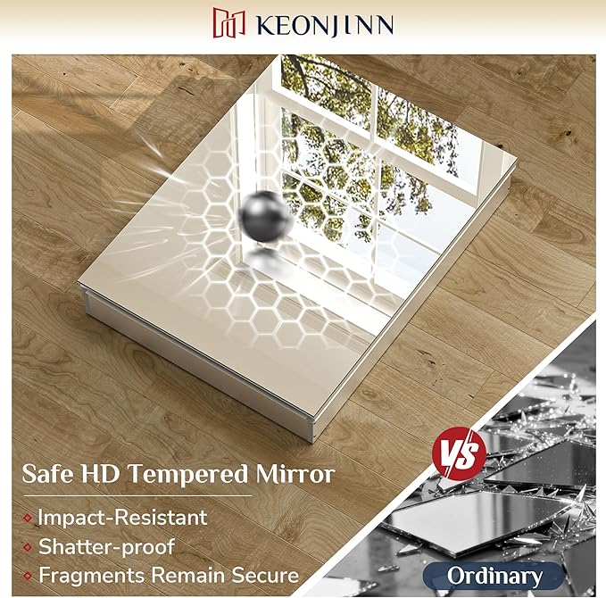 Keonjinn 16 x 24 Inch Medicine Cabinet, Bathroom Medicine Cabinet with Mirror, Lightweight Aluminum Structure, Assembly Required, in Wall or Wall Mount, Adjustable Shelves, Tempered Glass