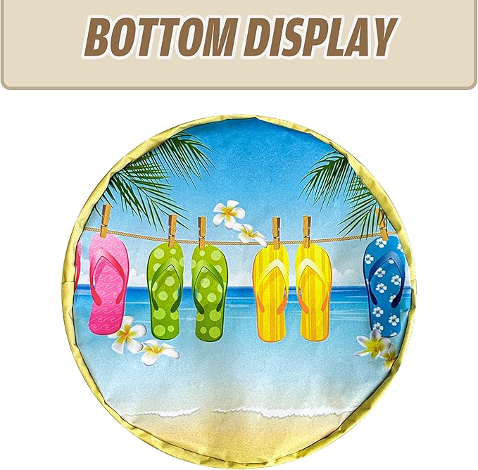 Hawaii Beach Flip Flops Laundry Basket Seaside Foldable Oxford Cloth Funny Tote Bag Laundry Hamper Clothes Storage Bucket Toy Organizer For Bathroom/Laundry Storage/Bedroom 18.9x16.5 Inch