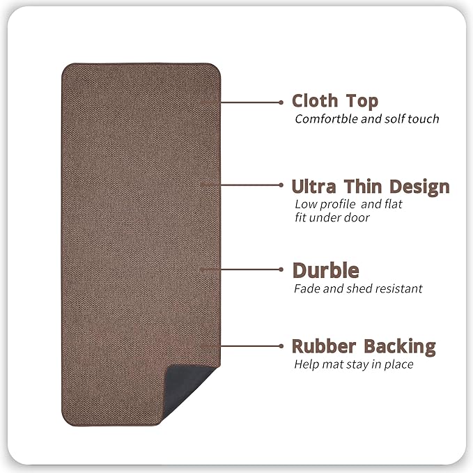 Bath Mat,Ultra Thin Bathroom Runner Rugs,Large Bath Mats for Bathroom,Quick Dry,Non-Slip,Machine Washable,Low Pile,Bath Rug,Shower Outside,Sink,Home Decor Accessories.Brown,2'x6'(24x72inch)