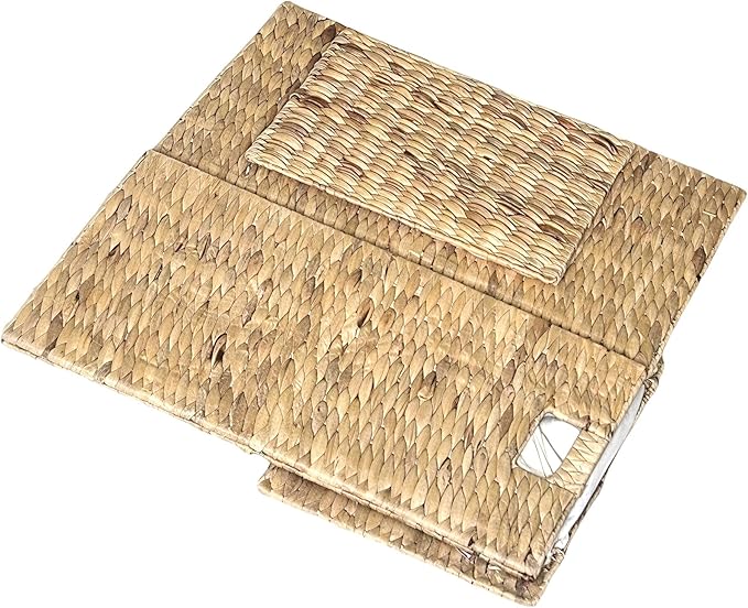 Nivora Water Hyacinth Laundry Hamper Brown 15 x 11.8 x 24 Inches - 64 Liters/18 Gallons with Removable Liner - Woven Organizer for Dirty Clothes, Bedroom Laundry, or Bathroom Towel Storage