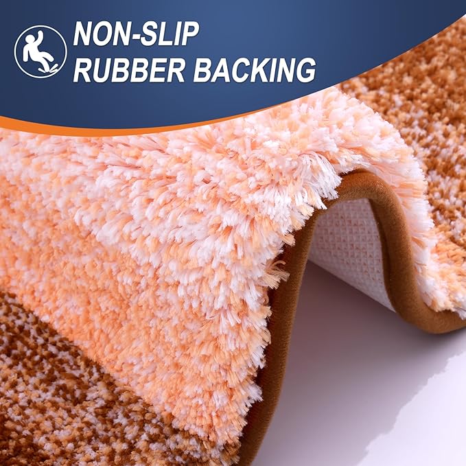 OLANLY Bathroom Runner Rugs 59x24, Extra Soft Absorbent Microfiber Bath Rugs, Rubber Backing, Quick Dry, Machine Washable Bath Mats for Bathroom Floor, Tub and Shower, Home Decor Accessories, Orange