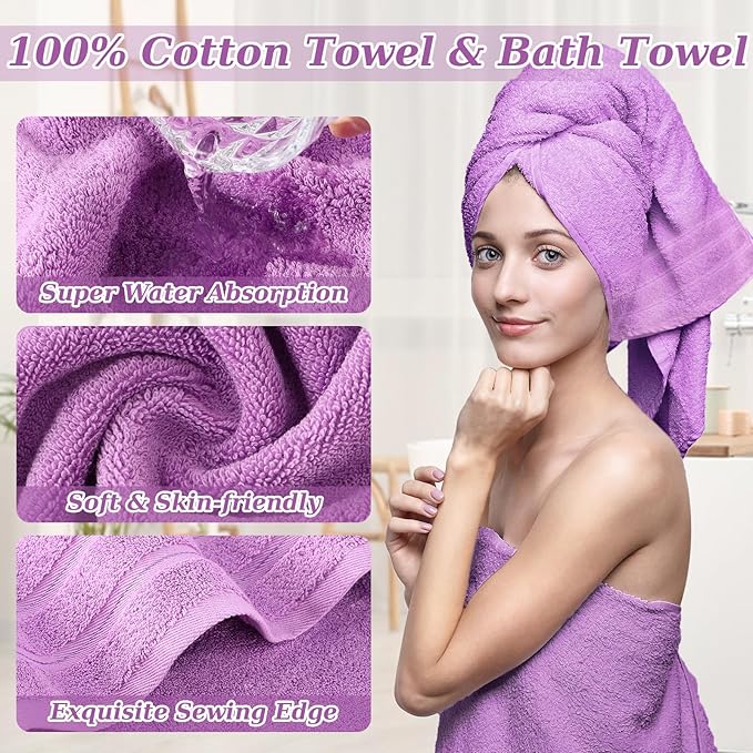 XLHOMO Purple Bathroom Set, Purple Bathroom Accessories Set with Shower Curtain, Bath Towel Set, Trash Can, 2PCS Soap Dispensers, Soap Dish, Toothbrush Holder and Cup,Toilet Brush for Bathroom Decor