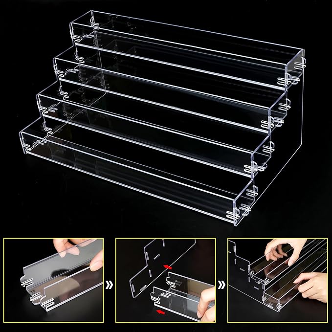 Go yeah Nail Polish Organizer Display Rack Storage Rack,Acrylic Sunglasses Organizer,Clear Essential Oil Stand Holder (4 Tier)