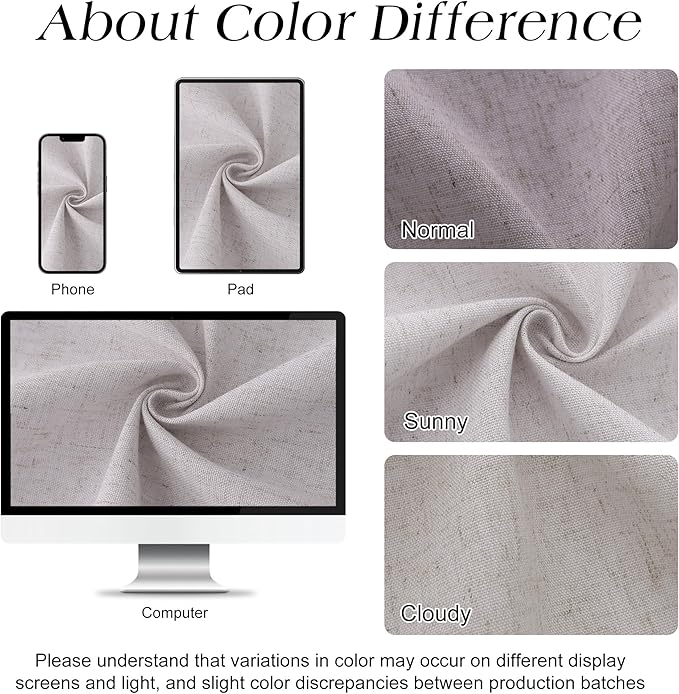 Naturoom Champagne Linen Shower Curtain, Cloth Textured Fabric Shower Curtain Set with Hooks, Simple Elegant Modern Farmhouse Country Ultra Thick Bath Curtains for Bathroom,Water Repellent,72x80
