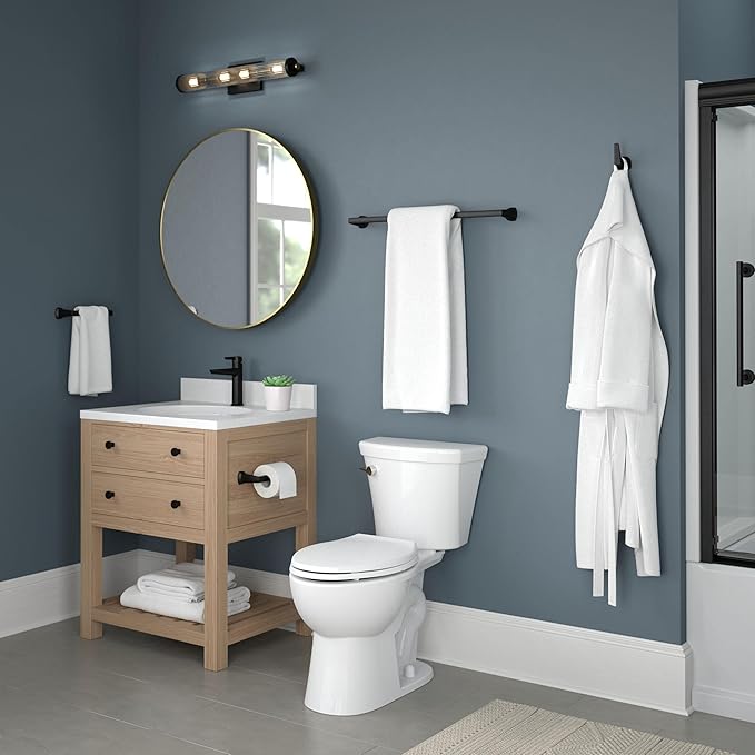 Delta Galeon (1-Pack) 8'' Towel Rack for Bathroom Matte Black Towel Bar for Bathroom Wall Hand Towel Holder Rod Wall Mounted Kitchen Towel Holder 77208-BL
