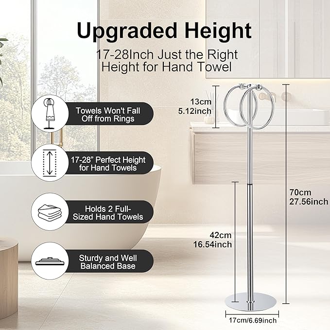 Adjustable Chrome Towel Rack,Freestanding Bathroom Towel Holder