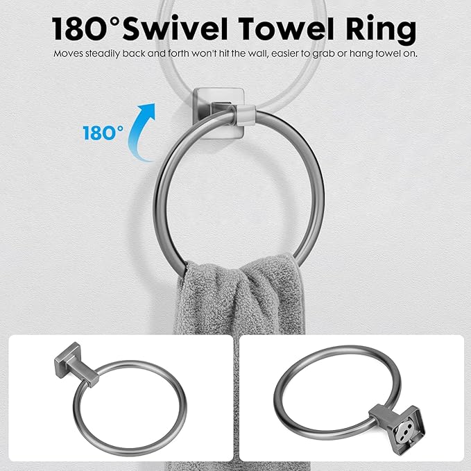 5 Pieces Brushed Nickel Bathroom Hardware Set,Wall Mounted 23.6 inch Towel Bar Set,Towel Rack Set,Toilet Paper Holder, Bathroom Accessories Set