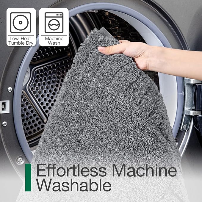 LUMI Bathroom Rugs Non Slip with Rubber Backing, Extra Soft Plush Microfiber Bath Rug Absorbent, Machine Washable Bath Mat Quick Dry for Tub, Shower, Hotel, Dark Grey, 24"x60"