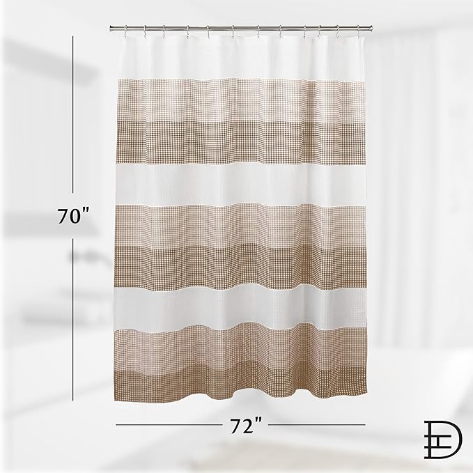 Dainty Home Waffle Weave Waterproof Shower Curtains for Bathroom Clearance, Natural Taupe 70" x 72", Clearance Shower Curtains, Bath Curtains, Shower Curtain Waterproof Fabric