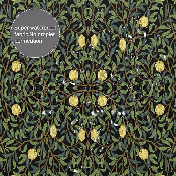 Vintage Botanical Shower Curtain William Morris Designs Green Jungle Fruit Print Shower Curtain Set Polyester Interior Waterproof Shower Curtain with 12 Hooks 72x78 Inches(183x200cm)