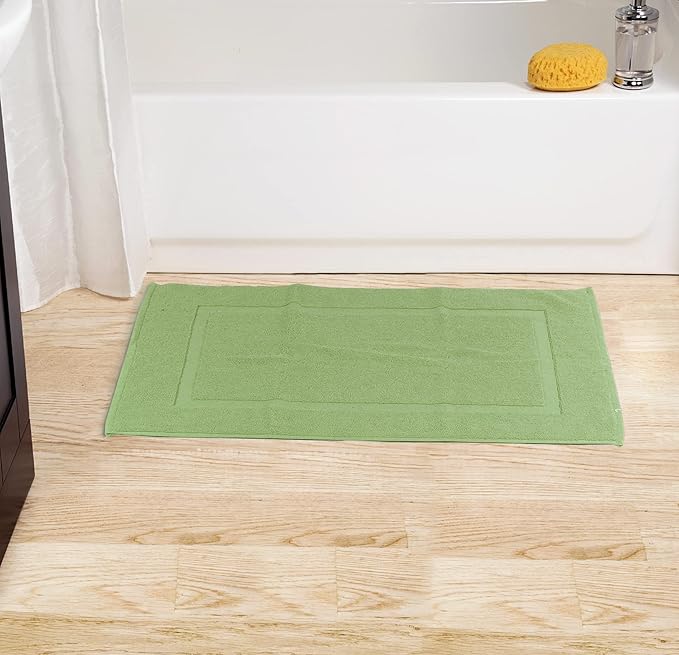 Utopia Towels Cotton Banded Rug, Bath Mats, Not a Bathroom Rug, 21 by 34 Inches, 100% Ring Spun Cotton, Highly Absorbent Shower Bathroom Floor Mat,Sage Green, 2 Pack