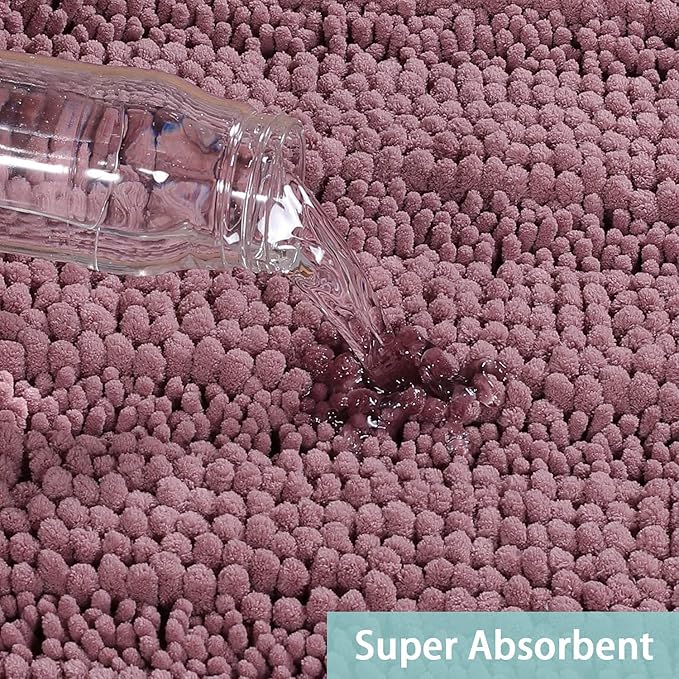 Turquoize Bathroom Rugs Set Non-Slip Bath Mats for Bathroom Super Absorbent Shaggy Rugs for Tub Shower Toilet Soft Plush Bath Rug Plus U Contour Rug (Oversized: 24" x 36" and 20" x 24" U), Mauve/Rose