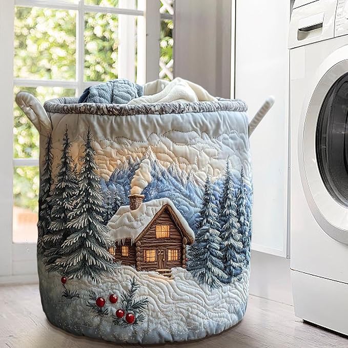Cute Cat Quilted Laundry Basket with Handles, Boho Floral Fabric Quilted Laundry Basket, Large Soft Collapsible Storage Hamper for Nursery, Bedroom, Bathroom, Clothes & Toy Organization (#04)