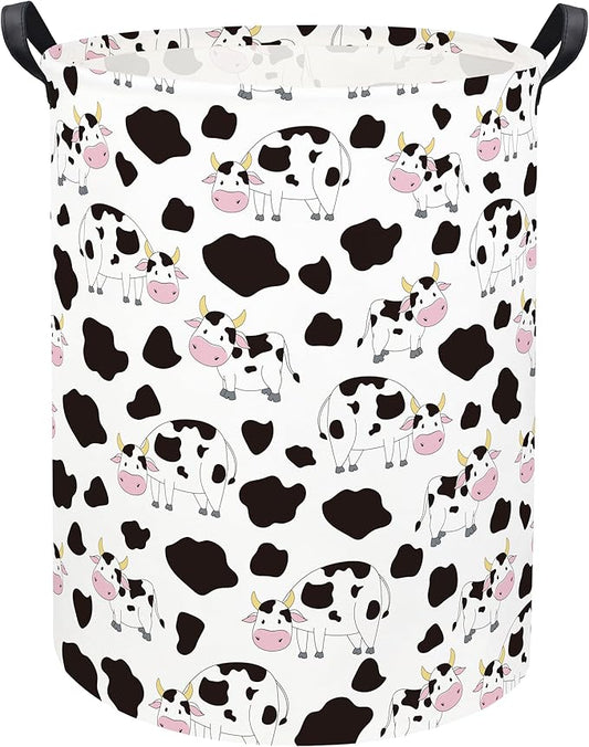 Cow print Laundry Basket Baby Laundry Basket Nursery Hamper Kids Baby Laundry hamper for Boys and Girls Cute Toy Storage Bin Cow Room Decor(Cow)