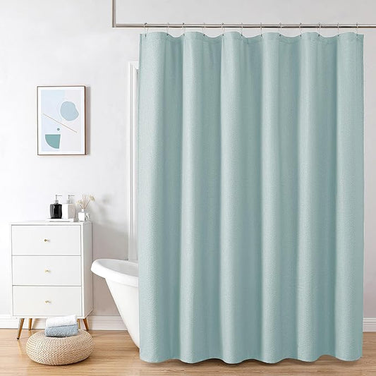 OVZME Berry Cute Shower Curtain, Embossed Textured Fabric Shower Curtain for Bathroom - Soft Cloth & Hotel Spa Luxury, Water Repellent, Machine Washable Shower Curtain, 72X72, Light Green