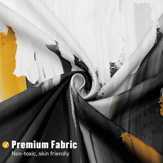 MitoVilla Black Long Shower Curtain 72 x 78, Abstract 78 inch Long Fabric Shower Curtain for Chic Vintage Bathroom Decor, Graffiti Oil Painting Ombre Shower Curtains 78 inch